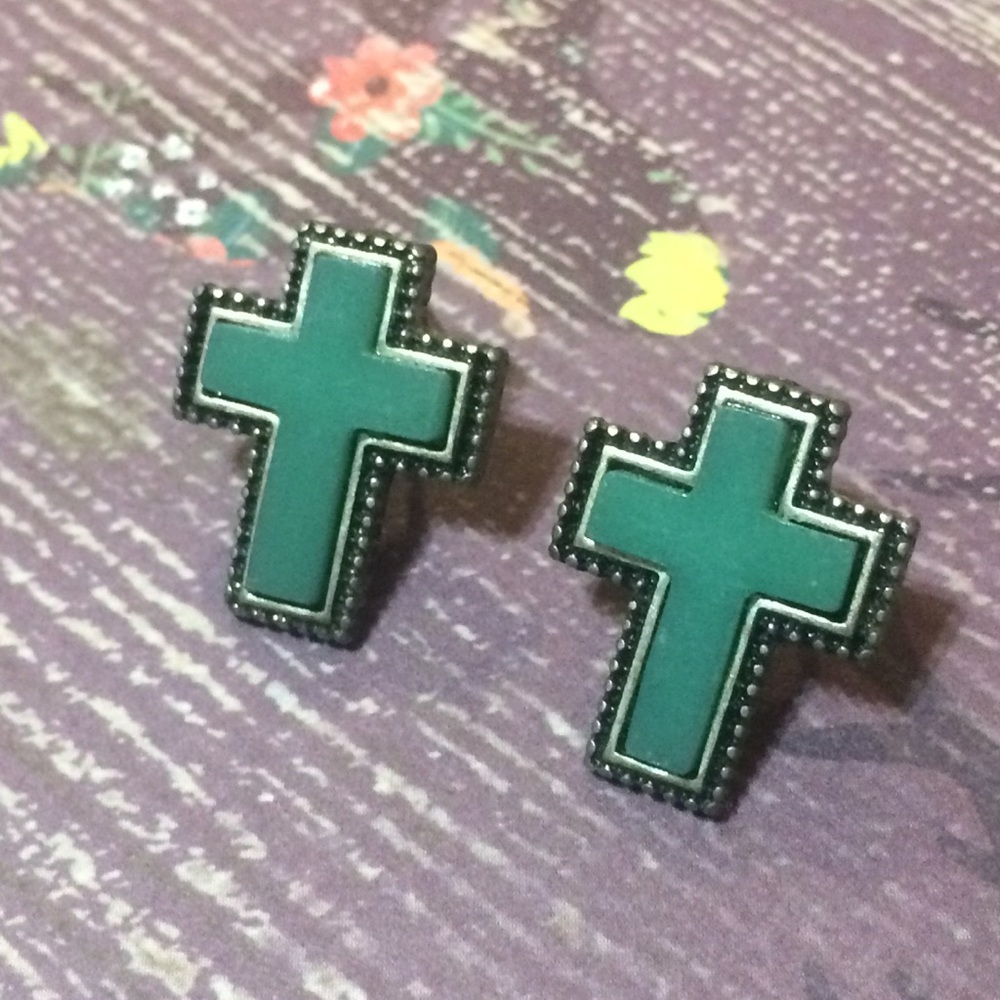 Turquoise cross earrings